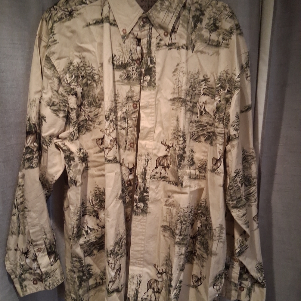 Nature Print Button-Up Shirt By Woods&water Sz XL